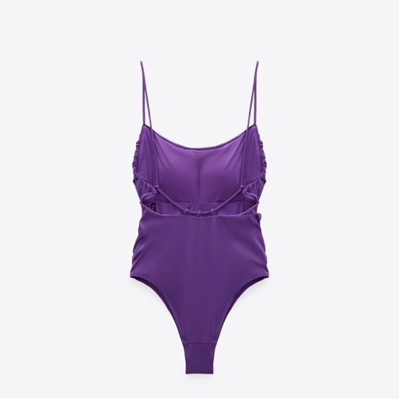 Zara limited edition ruched swimsuit you can’t miss💜💫Removable Padding 💫… - Picture 3 of 7